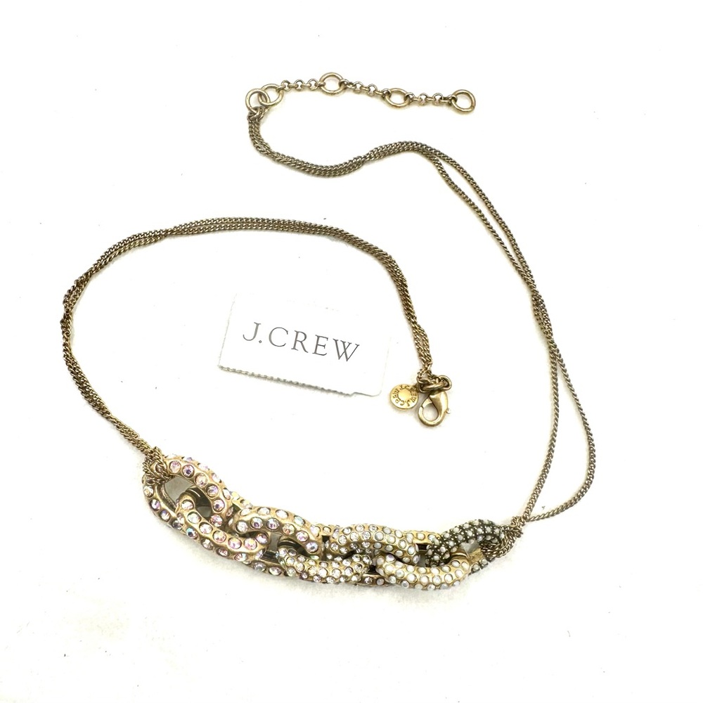 J. CREW PAVE CRYSTAL Aurora Borealis DOUBLE STRAND NECKLACE